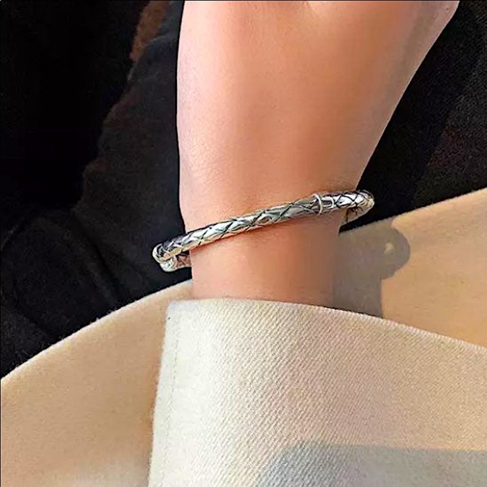 925 Screw Thread Pattern Bracelet - image 6